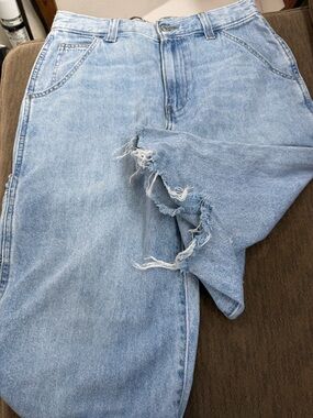 Levi's Light Blue Denim Jean Shorts with Distressed Hem